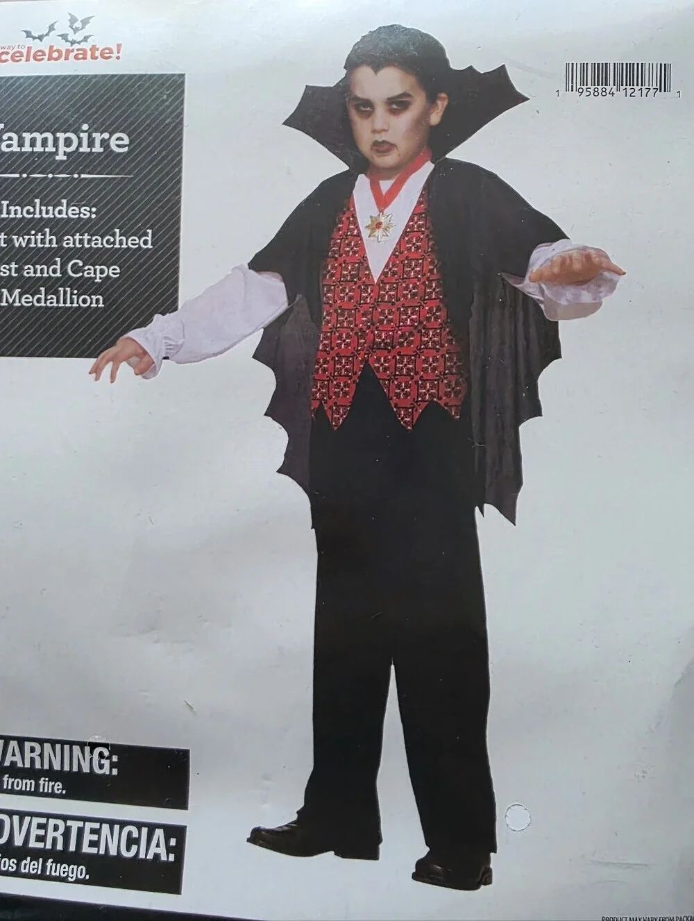 New Vampire Boys Halloween Costume Size Small 6/7 Shirt Vest Cape Medallion